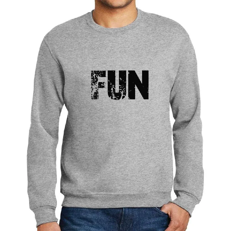 Men's Printed Graphic Sweatshirt Popular Words FUN Grey Marl