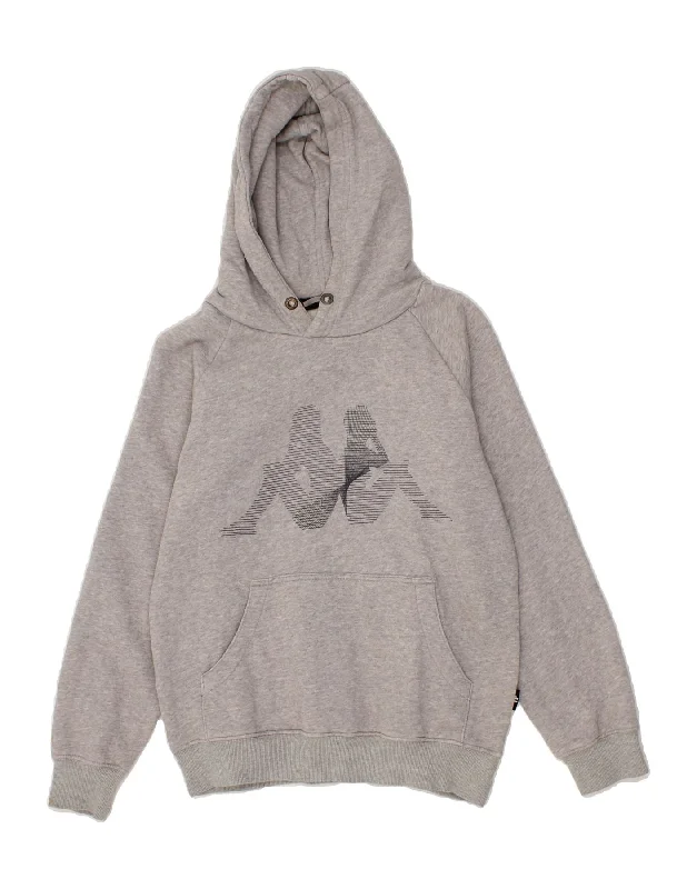 KAPPA Boys Graphic Hoodie Jumper 13-14 Years Grey Cotton