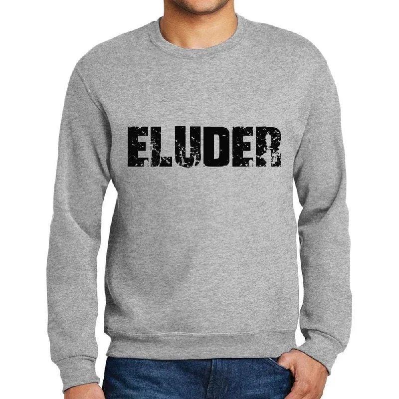 Men's Printed Graphic Sweatshirt Popular Words ELUDER Grey Marl