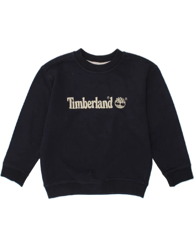 TIMBERLAND Boys Graphic Sweatshirt Jumper 5-6 Years Navy Blue Cotton