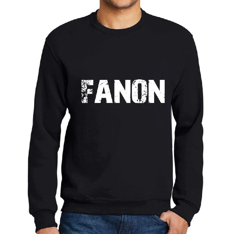 Men's Printed Graphic Sweatshirt Popular Words FANON Deep Black