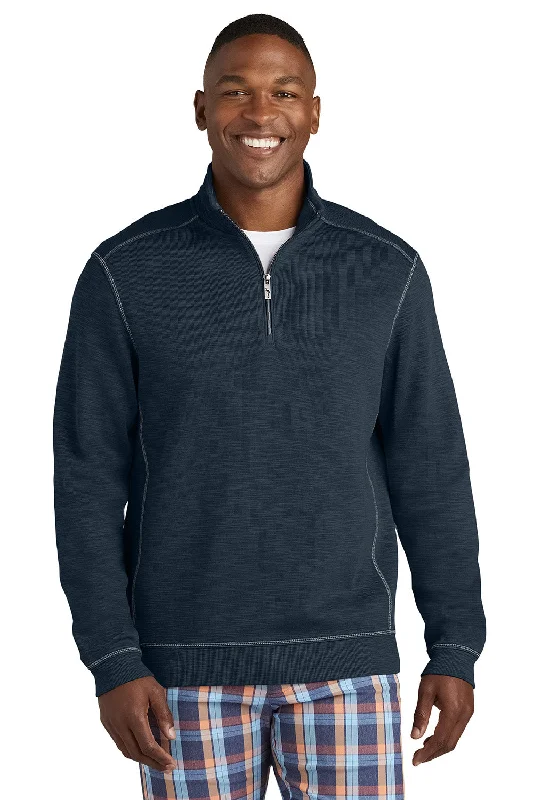 Tommy Bahama Mens Tobago Bay 1/4 Zip Sweatshirt - Blue Note - NEW