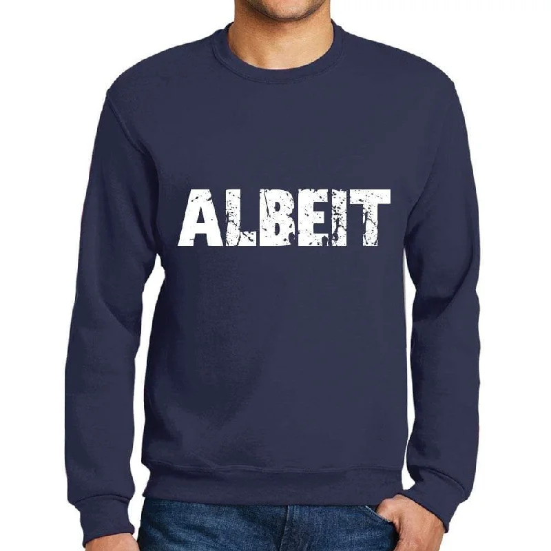 Men's Printed Graphic Sweatshirt Popular Words ALBEIT French Navy