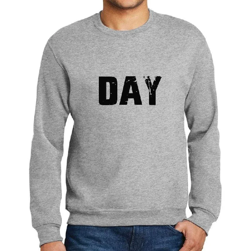 Men's Printed Graphic Sweatshirt Popular Words DAY Grey Marl