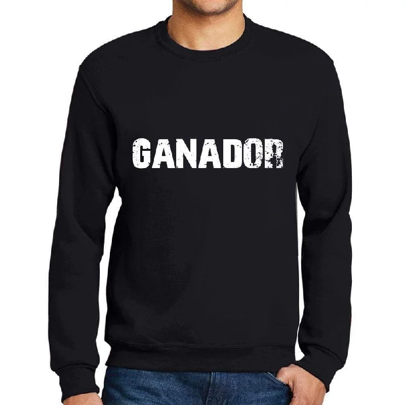 Men's Printed Graphic Sweatshirt Popular Words GANADOR Deep Black