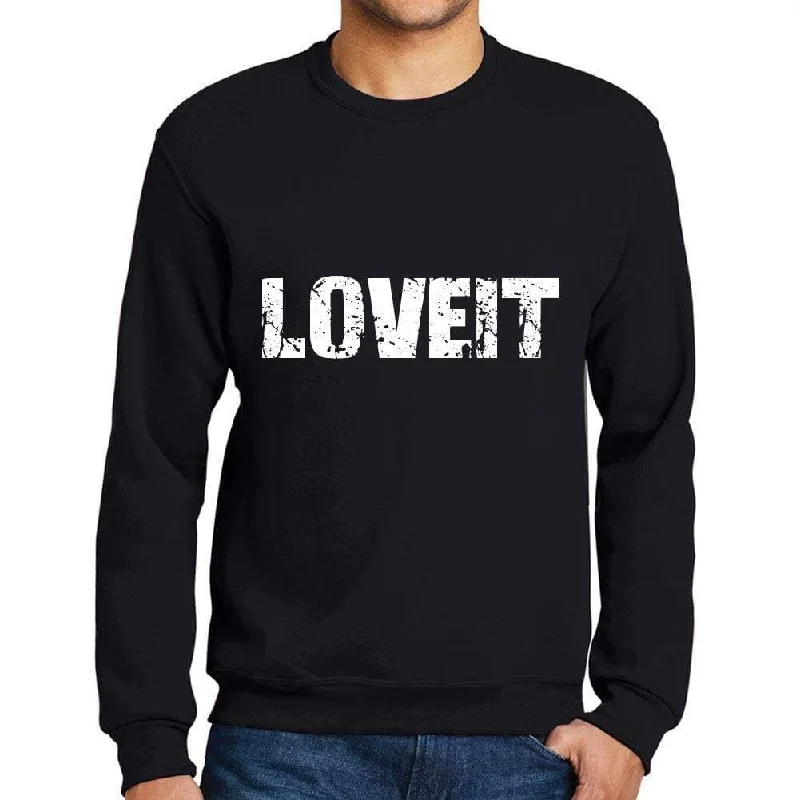 Men's Printed Graphic Sweatshirt Popular Words LOVEIT Deep Black