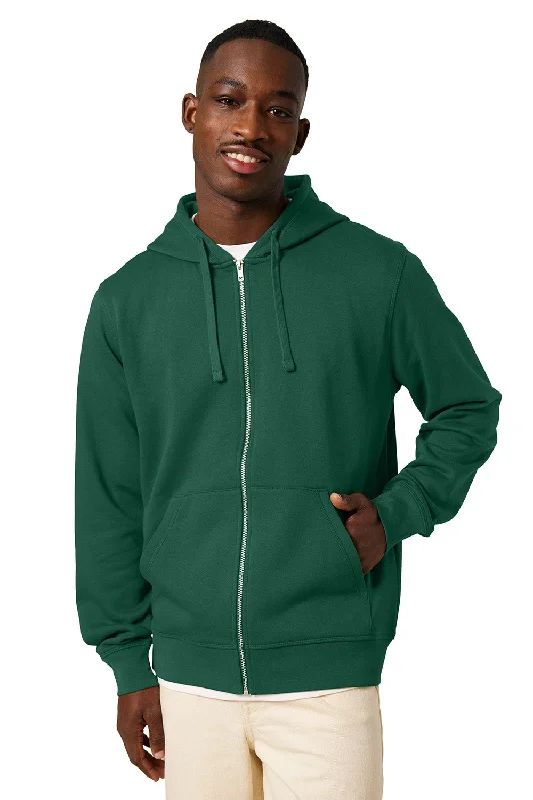 Stanley/Stella Mens Mixer Full Zip Hooded Sweatshirt Hoodie w/ Pockets - Bottle Green - NEW