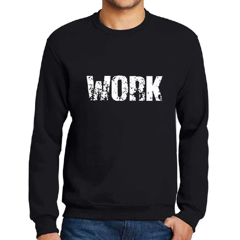 Men's Printed Graphic Sweatshirt Popular Words WORK Deep Black