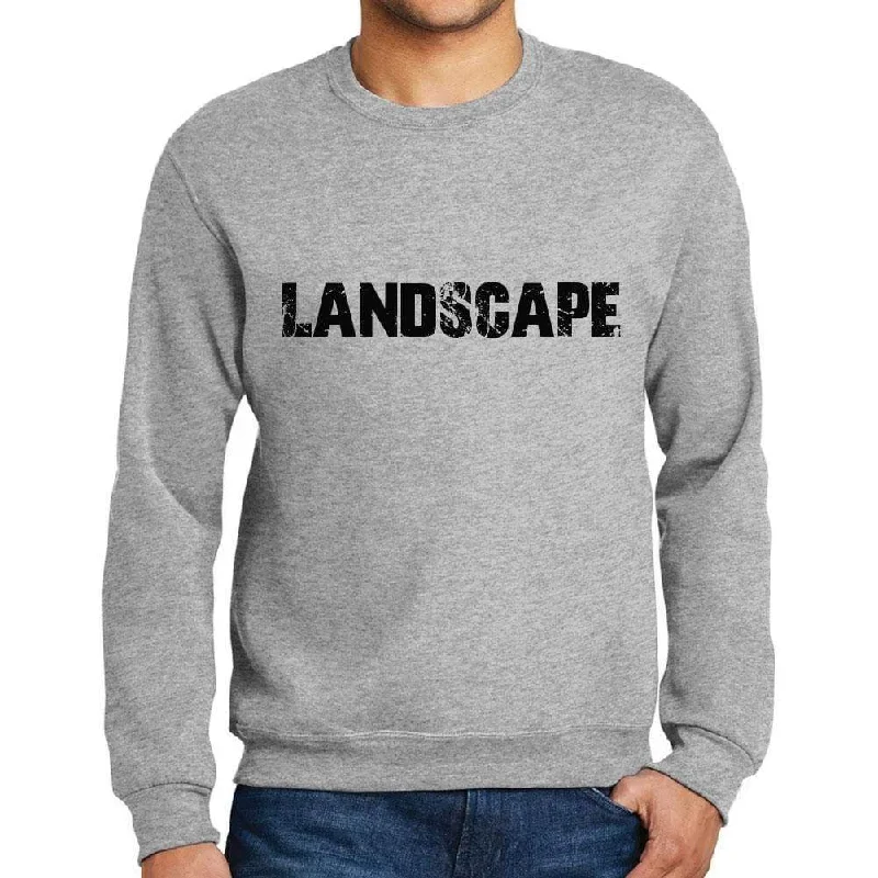 Men's Printed Graphic Sweatshirt Popular Words LANDSCAPE Grey Marl