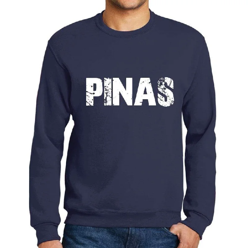 Men's Printed Graphic Sweatshirt Popular Words PINAS French Navy