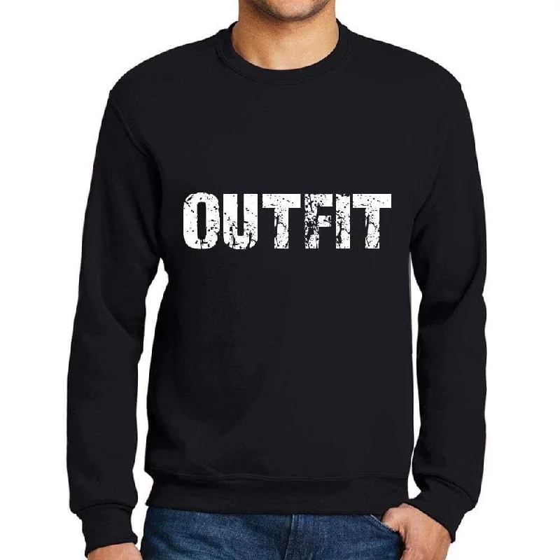 Men's Printed Graphic Sweatshirt Popular Words OUTFIT Deep Black