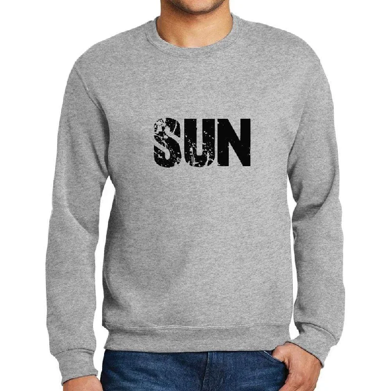 Men's Printed Graphic Sweatshirt Popular Words SUN Grey Marl