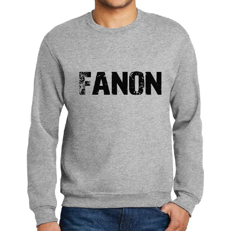 Men's Printed Graphic Sweatshirt Popular Words FANON Grey Marl