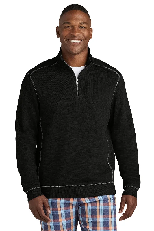 Tommy Bahama Mens Tobago Bay 1/4 Zip Sweatshirt - Black - NEW