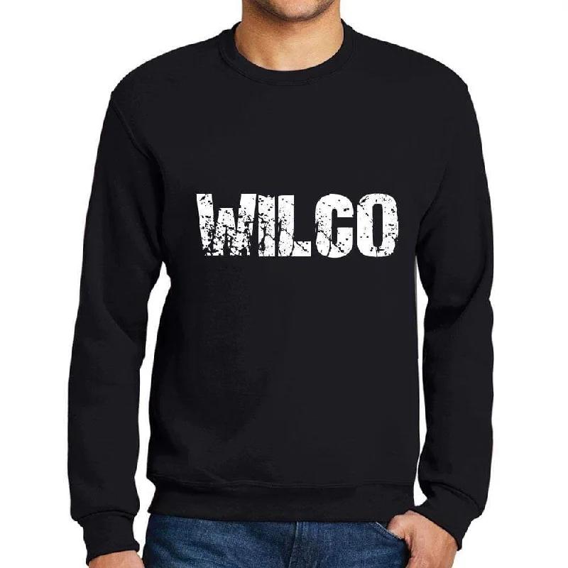 Men's Printed Graphic Sweatshirt Popular Words WILCO Deep Black