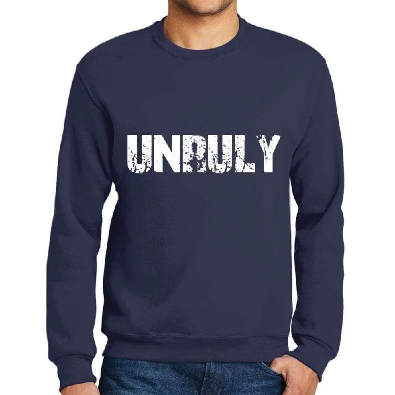 Men's Printed Graphic Sweatshirt Popular Words UNRULY French Navy