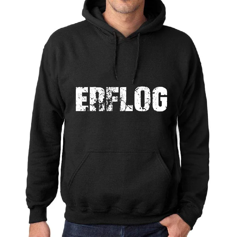 Men's Women's Unisex Printed Graphic Cotton Hoodie Soft Heavyweight Hooded Sweatshirt Pullover Popular Words ERFLOG Deep Black