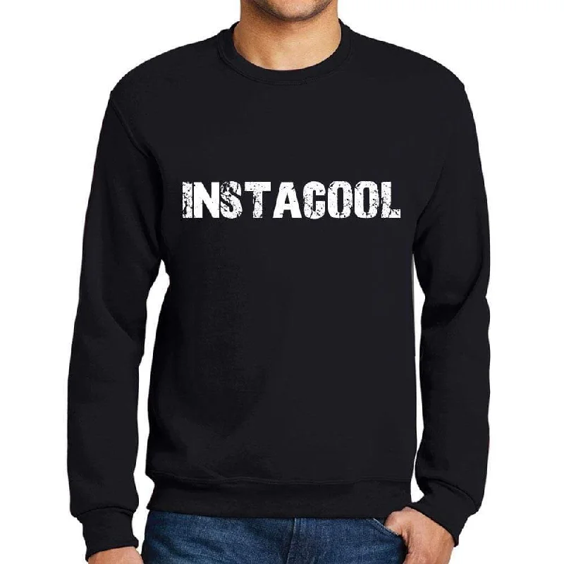 Men's Printed Graphic Sweatshirt Popular Words INSTACOOL Deep Black