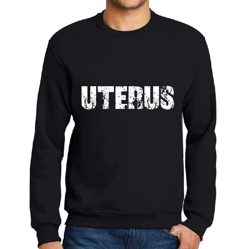 Men's Printed Graphic Sweatshirt Popular Words UTERUS Deep Black