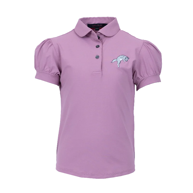 Girl's Pouncing Wolf Scarlett Polo