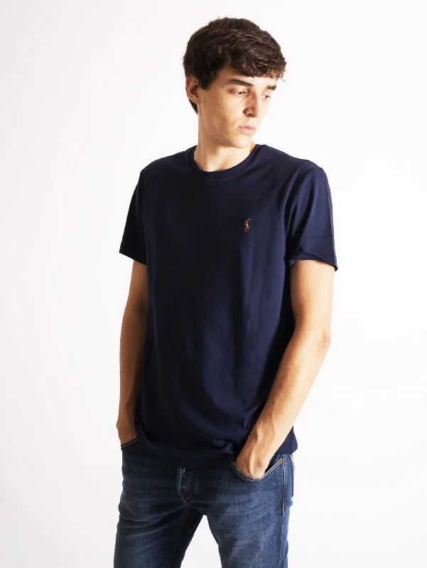 T-shirt Girocollo in Cotone Blu