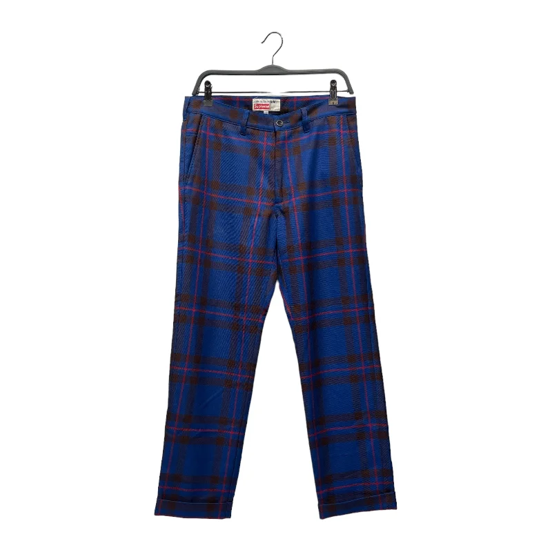 Supreme/COMME des GARCONS SHIRT/Straight Pants/30/Wool/BLU/Plaid/red stripes